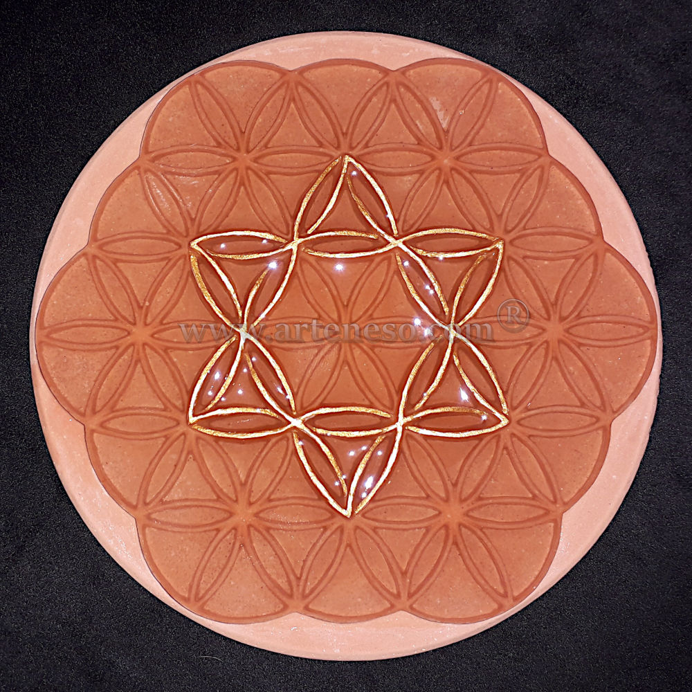 Hexagramme sculpté dans le QUANTUM DE PTAH (Dynamique de Vie) protégé par une résine