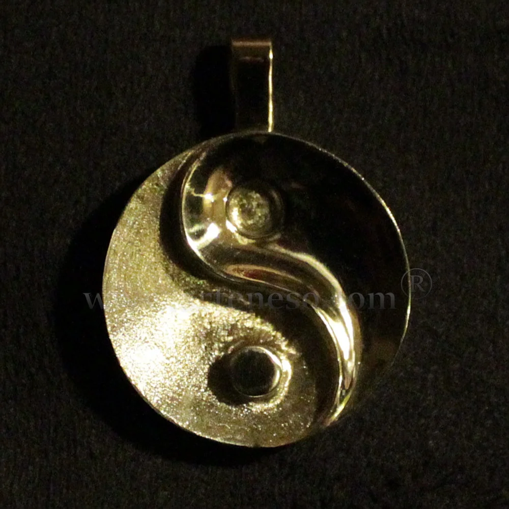 Yin Yang -  Tao 3D ® Pendentif en Bronze (Simple Face) – Image 2